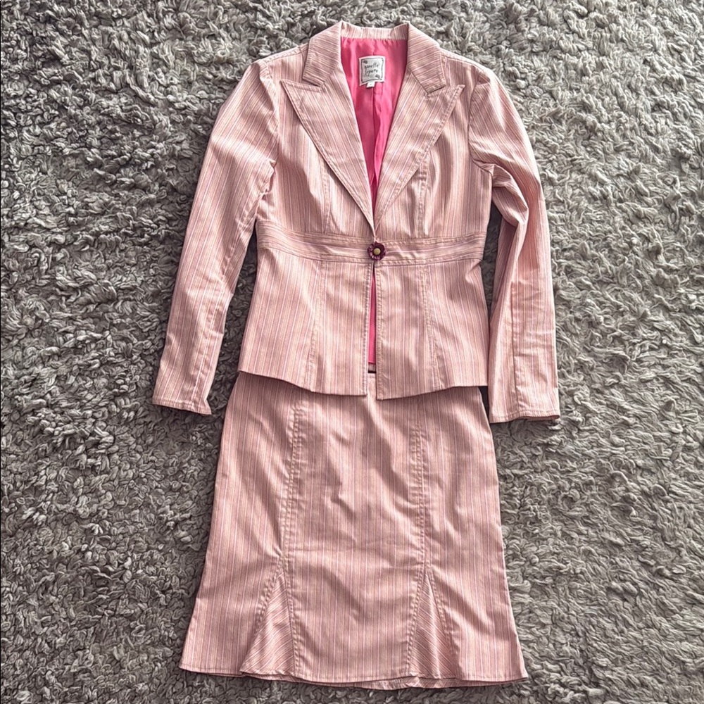 Nanette Lepore Pink Striped Blazer and Skirt Set size 6